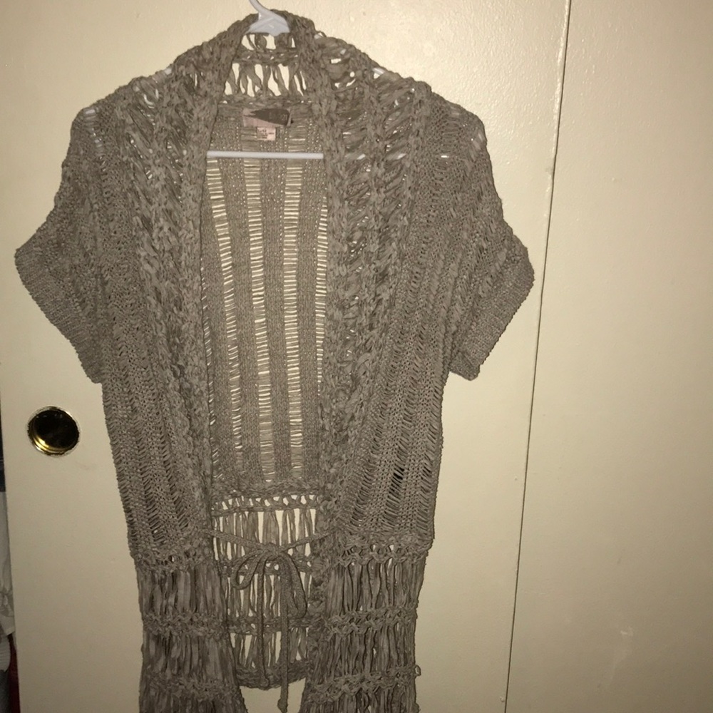 Taupe short sleeve cardigan